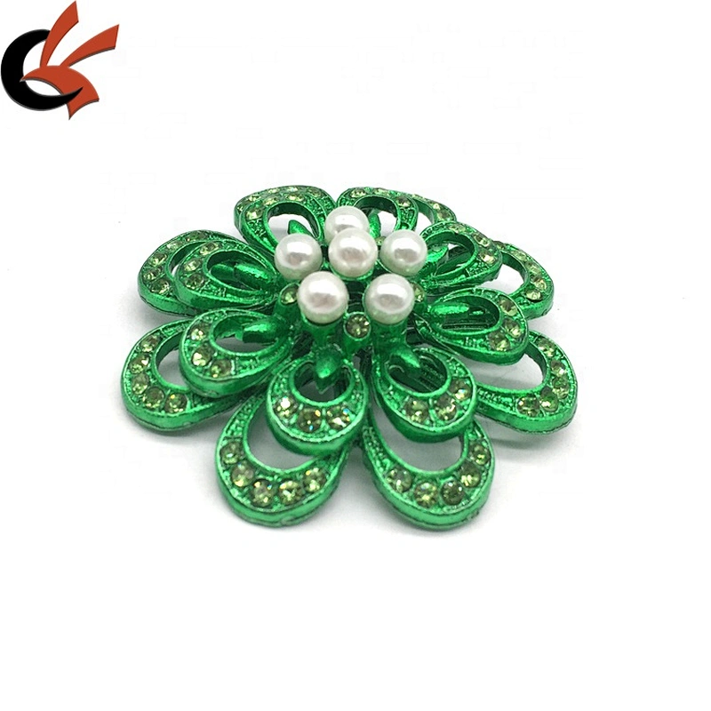 New Product 2020 Custom Make Metal Rhinestone Pink Plating Rhinestone Pearl Beads Brooches