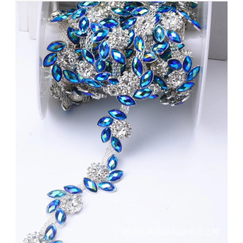 Clear Crystal resin stone Silver Chain Sew On Rhinestone trimming for Wedding Costume  Decoration