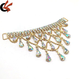 Hot sale sexy beach suit jewelry teardrop pendant bikinis swimwear rhinestone connector for bikini suit