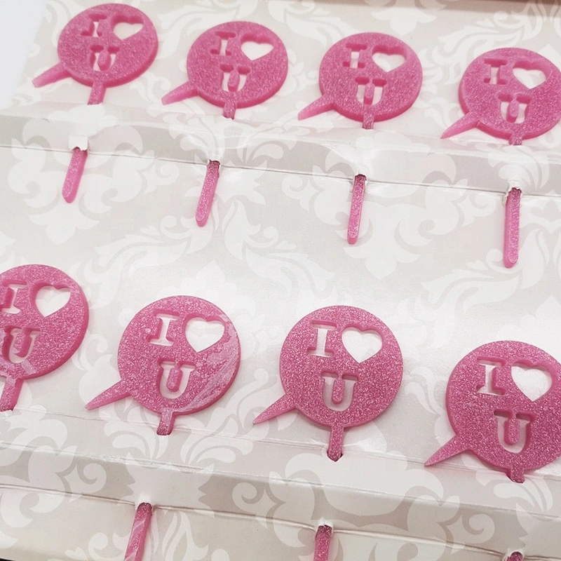 Cupcake Pick Glitter min I love you  Acrylic Cake Topper