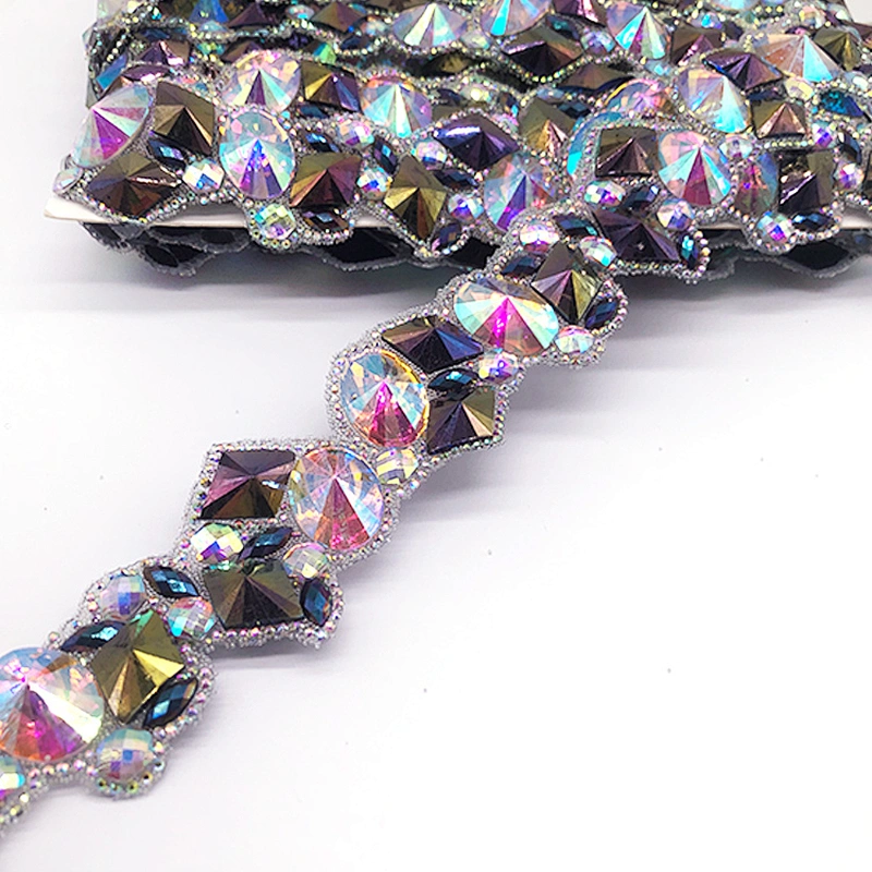 China supplier of Carnival costumes colorful iron on resin rhinestone trimming