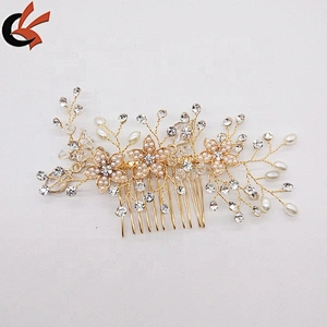 2020 Wedding Supply Ivory Pearl Crystal Rhinestone Handmade Flower Hair Comb