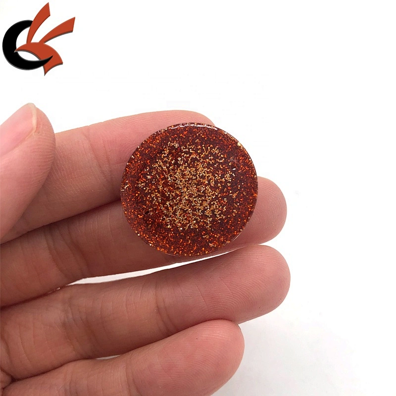 unique style round shape red with gold glitter decorate resin rhinestones