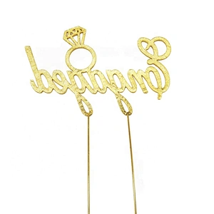 2020 Diamond Crystal Rhinestone Monogram Engaged Cake Topper