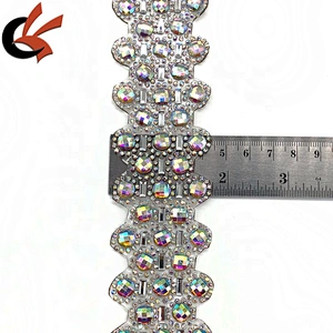 wedding dress belt decoration AB crystal colors iron on hot fix trimming appliques