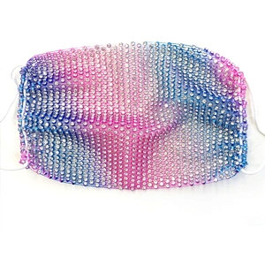 Neon Color Rhinestone Crystal Face Mask Stretch Net Face Veil Club Party Wearing