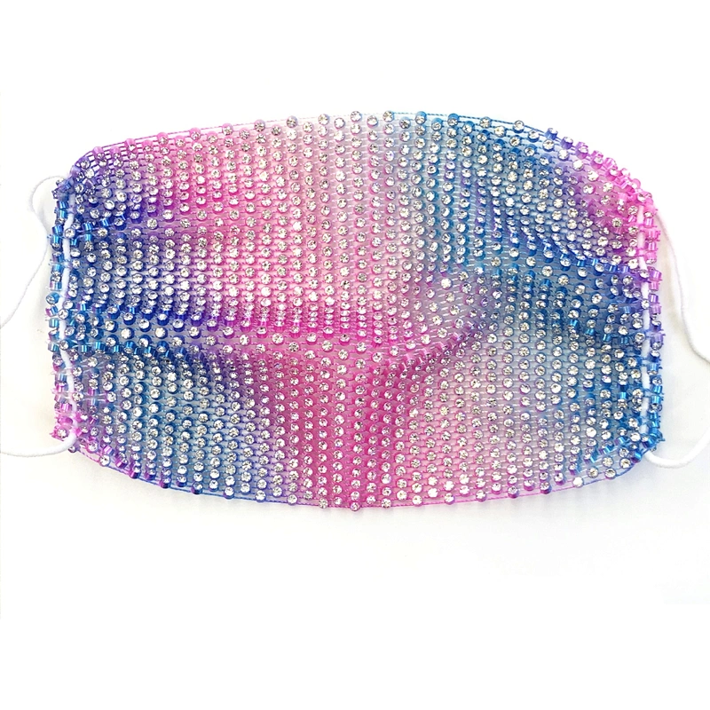 Neon Color Rhinestone Crystal Face Mask Stretch Net Face Veil Club Party Wearing