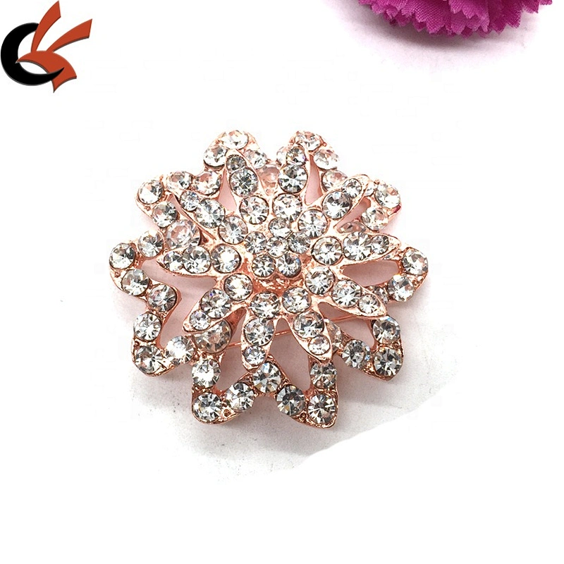 Wholesale garment accessory rose gold setting crystal brooches in bulk for men