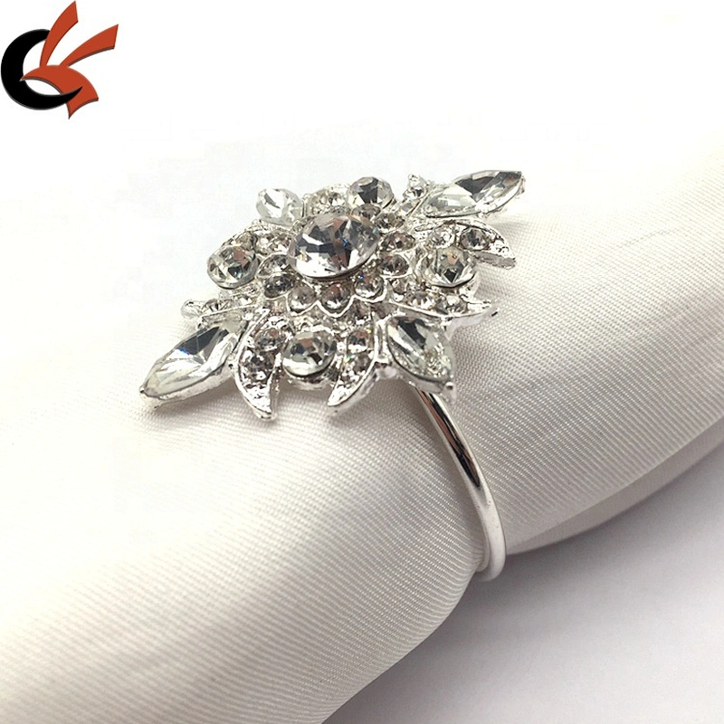 6 Pieces/Pack Napkin Rings Low Price Silver Metal Rose Gold Table Crystal Napkin Rings For Wedding Table