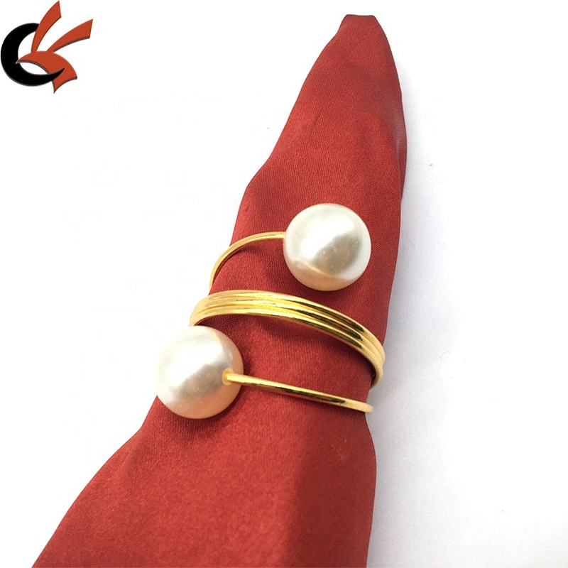 New style fashion silver twining bead pearl napkin ring wholesale cheap in bulk napkin holder