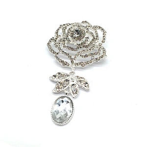 custom add logo pins brooches magnet available clear rose flower brooch for women