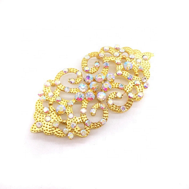 Gold AB clear rhinestone Clasp Buckle for Wedding Bridal Prom Dress Gown Waist Belt Embellishment