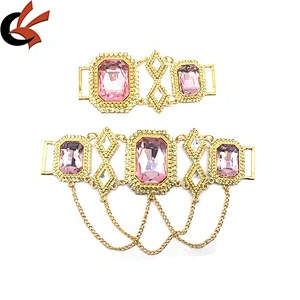 Diamante swimwear square buckles large pink jewel stone rhinestone connector of bikini hardware for Russia style