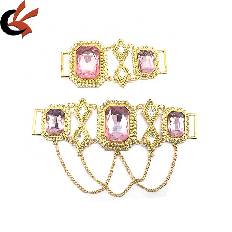 Diamante swimwear square buckles large pink jewel stone rhinestone connector of bikini hardware for Russia style