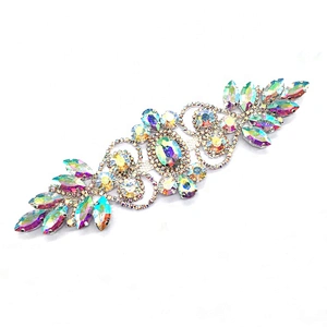 In Stock Making Costume Embellished Headband Flower Rhinestone Crystal Beaded Applique For Women Dress