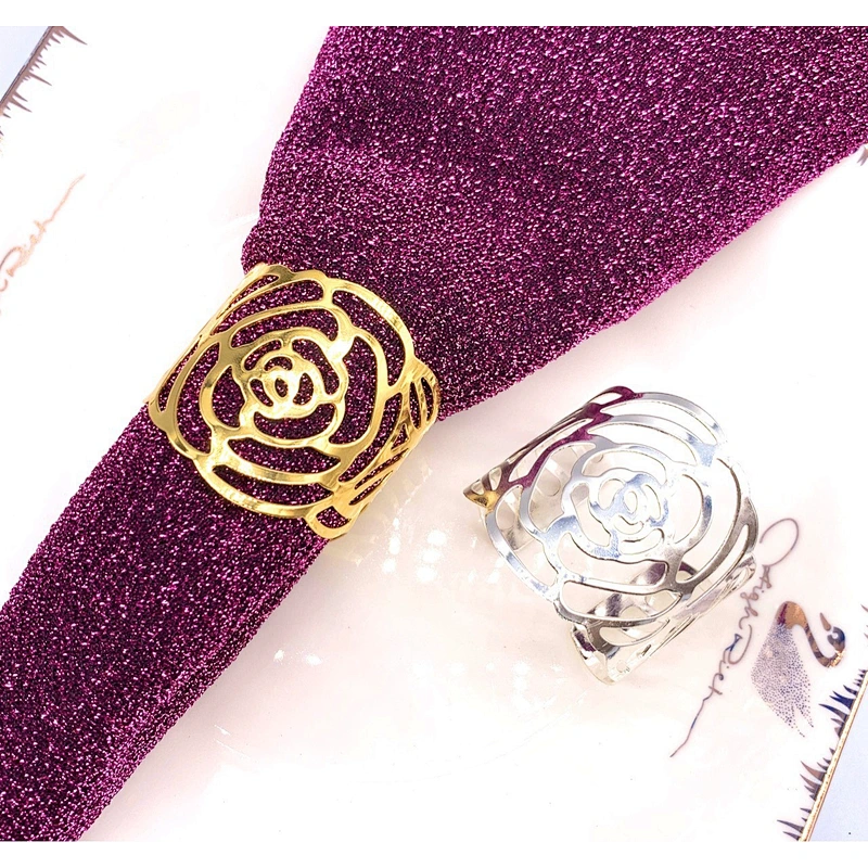 stainless steel gold plated wedding napkin ring for hotel table decoration