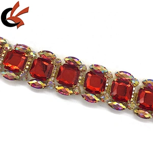 crystal rhinestone gold cup chain trims costume fashion Applique