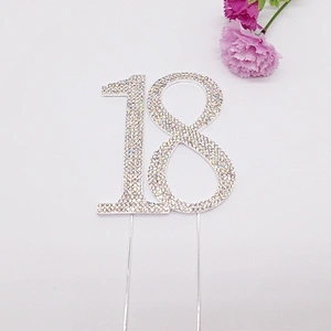 Wholesale number rhinestone wedding birthday cake topper number decoration for wedding
