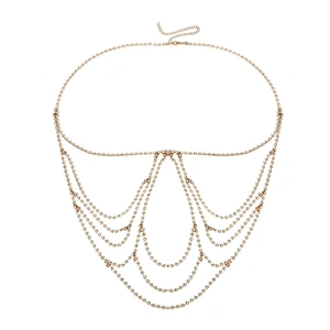 Hot Selling Rhinestone Jewelry Diamond Swimwear Accessories Rhinestone Claw Chain Body Bikini Clothing Chain
