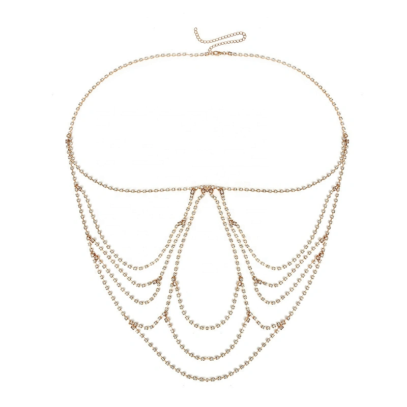 Hot Selling Rhinestone Jewelry Diamond Swimwear Accessories Rhinestone Claw Chain Body Bikini Clothing Chain