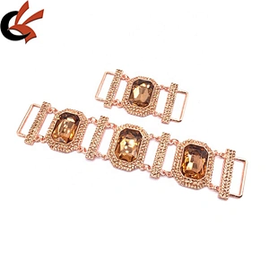 Factory customize swim suits accessories rose gold jewelry beach style rhinestone bikini connectors
