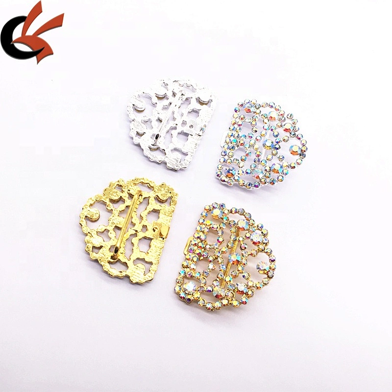 Cheap custom fashion gold and silver shiny ab make rhinestone belt buckle for wedding dress