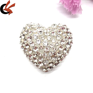 China manufacturer Wholesale Valentine Bridal Diamante Heart Shaped Crystal Brooch Pin