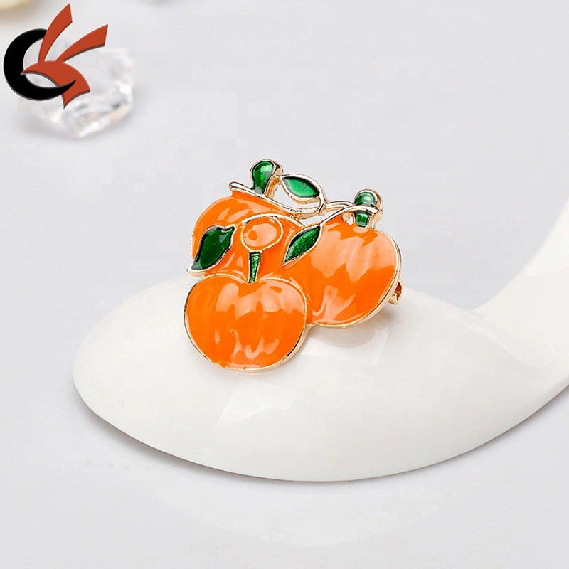 Halloween Pumpkin Brooch New Alloy Green Leaves Orange Enamel brooch pin