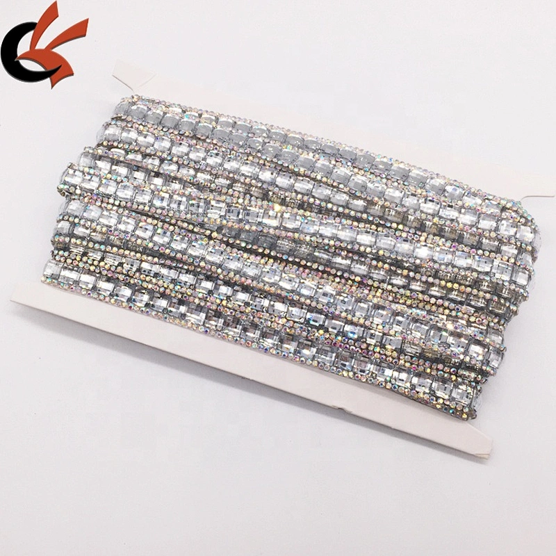 DIY Hot Fix Rhinestone Tape Iron On Ribbon Trim For Wedding Dress Decoration Bridal Appliques