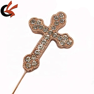 christening party cake decoration rose gold clear diamante cross cake topper