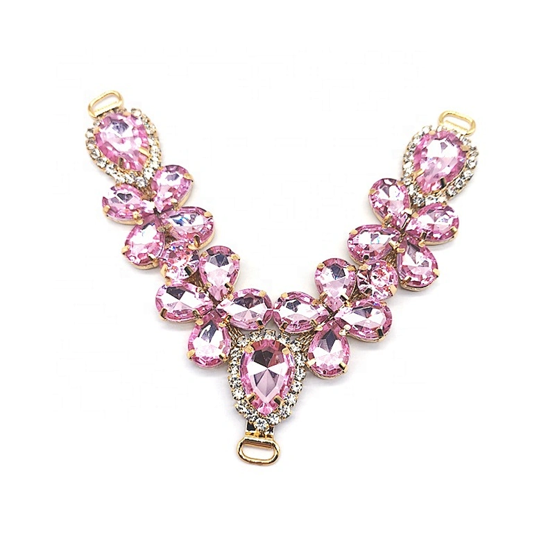Personalized decorative shoe accessories acrylic crystal rhinestone V shape shoe chain