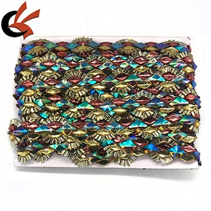 Costume decoration trims iron on rhinestone diamante chain trimming