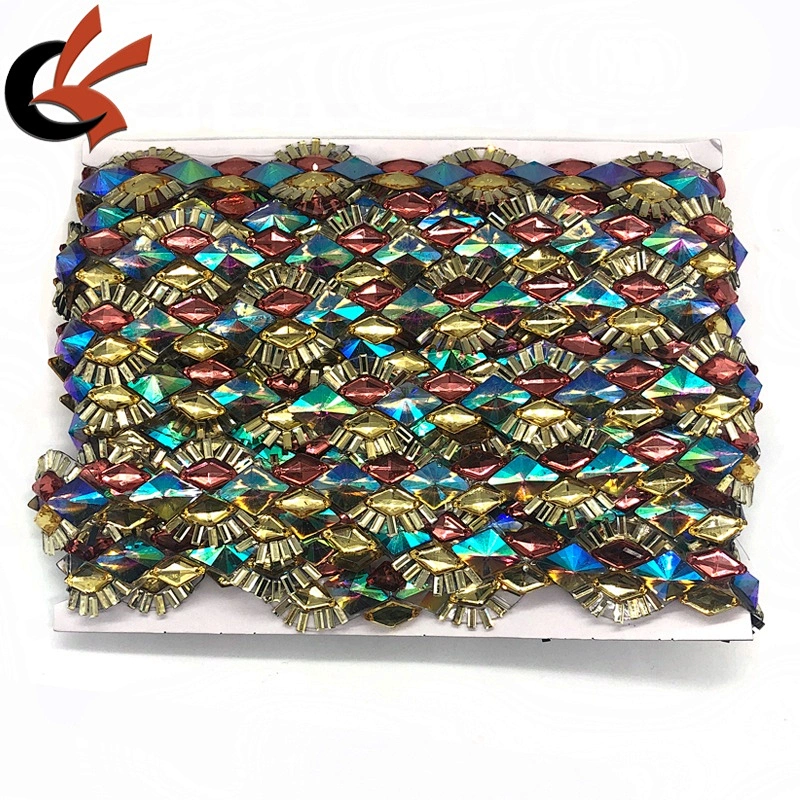 Costume decoration trims iron on rhinestone diamante chain trimming