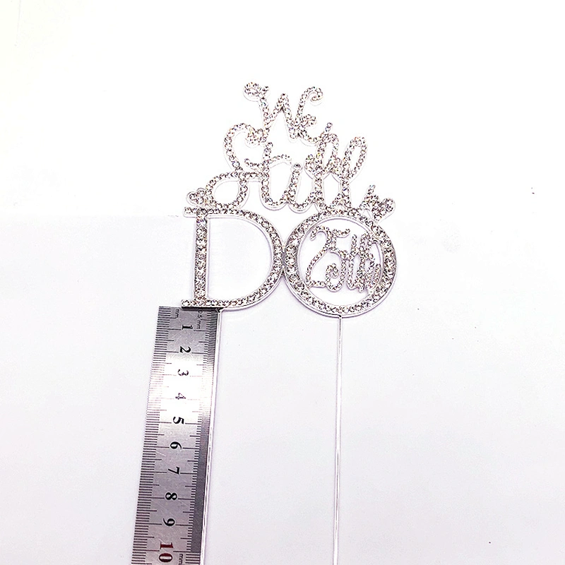 Amazon popular styles Anniversary cake decoration accessories rhinestone cake topper
