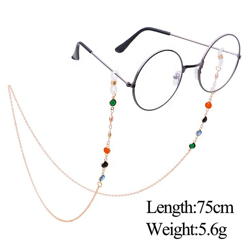 colorful acrylic rhinestone metal eyewear chain sunglasses lanyards face masking lanyard