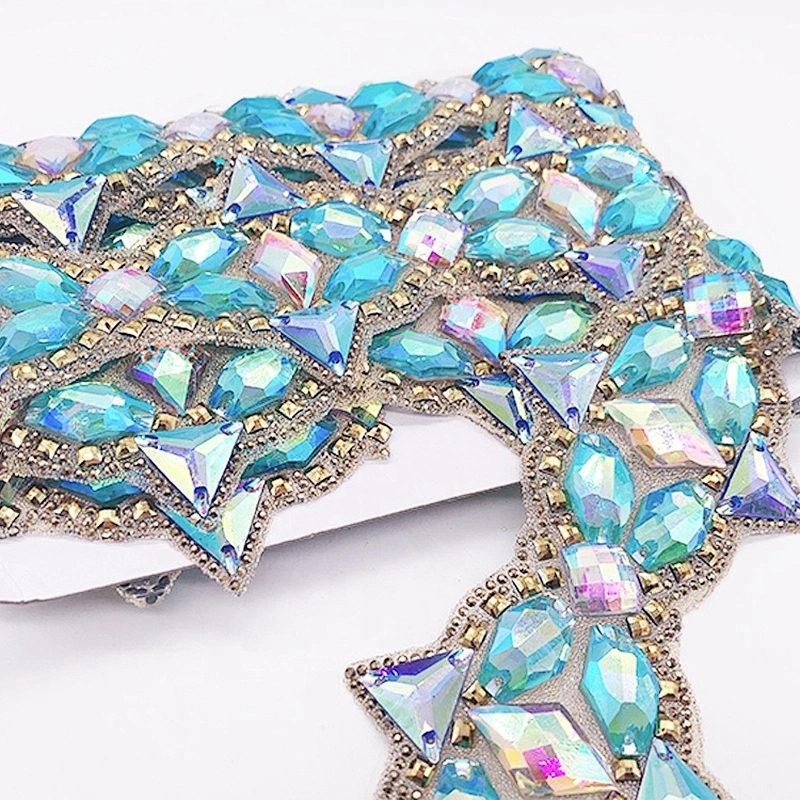Factory Wholesale Resin Stone Hot Fix Rhinestone banding Trimming For Shoes bag and wedding dress Decoration