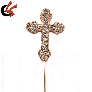 christening party cake decoration rose gold clear diamante cross cake topper