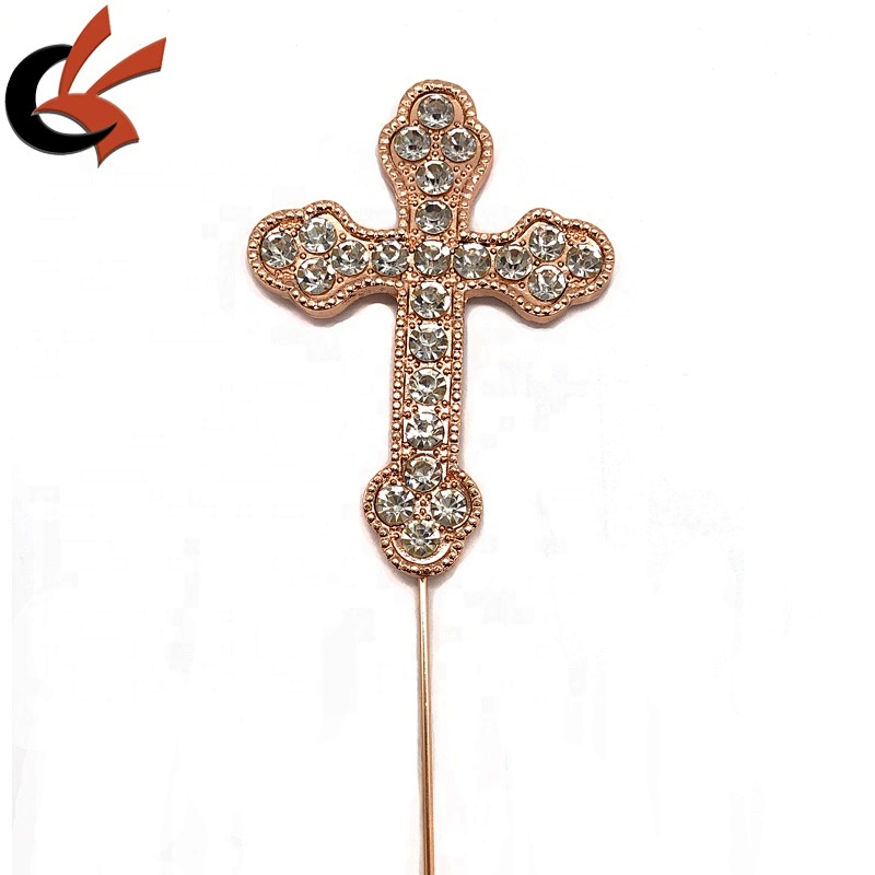christening party cake decoration rose gold clear diamante cross cake topper