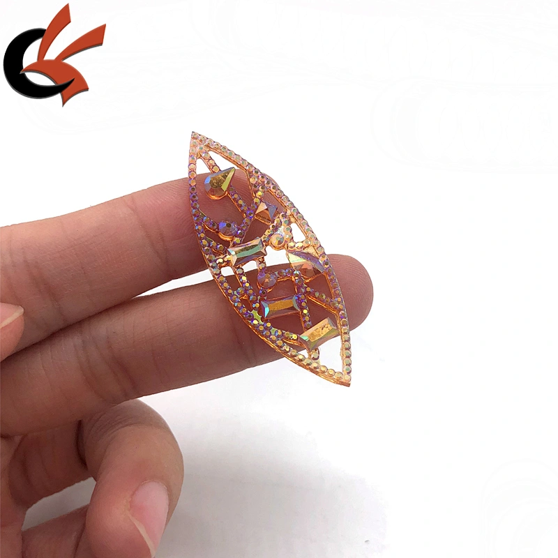 AB colors eye shape hollow resin rhinestone for garment decoration