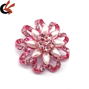 DIY Making Colored Metal Setting Imitated Pearl Rhinestone Crystal Flower Brooches Pins Wedding Bouquet Brooches