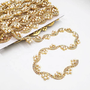 Newest Design Crystal Jewels Pearl Crystal AB Rhinestone Trimming For Festival Garment Decoration