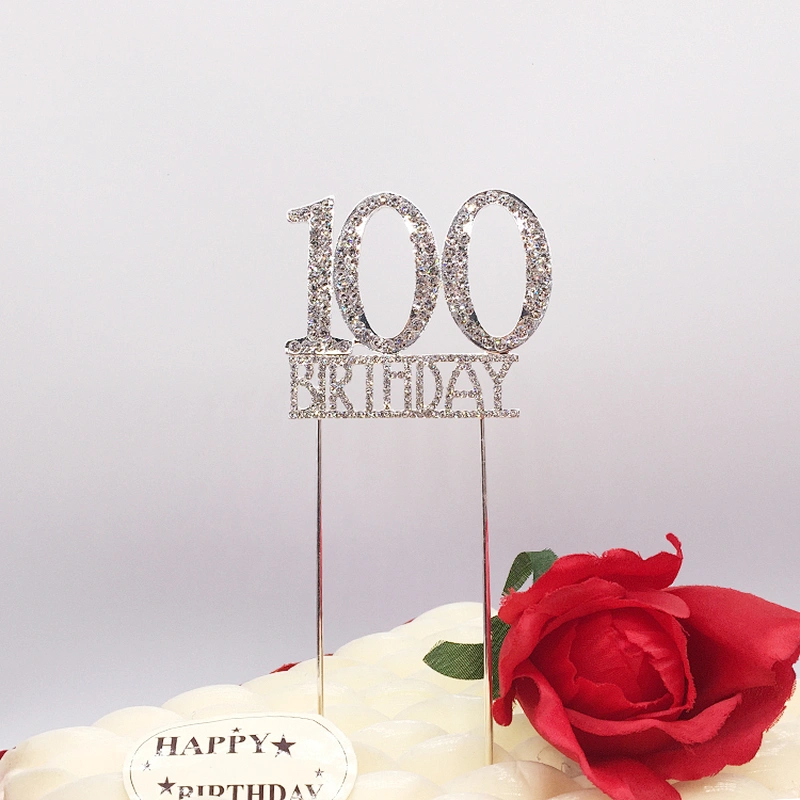 cake decoration series rhinestone birthday 100th birthday cake topper candle cake topper