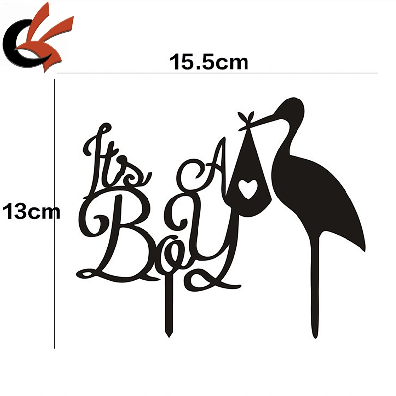 Baby Shower Acrylic Cake Topper Its a Boy Blue Stork Rustic cake topper