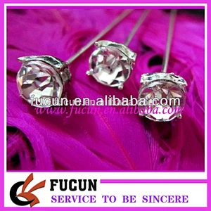 Wholesale silver bridal artificial flower crystal rhinestone bouquet for wedding favors