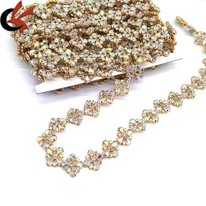 New hot luxury jewelry custom fashion women lace rhinestone acrylic ab crystal trim for clothing