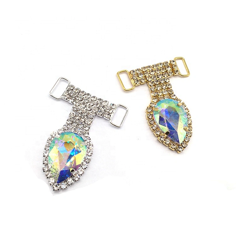 Factory Price Rhinestone Alloy Material Bikini Connector Accessories Crystal Buckle For Bikini Swimwear