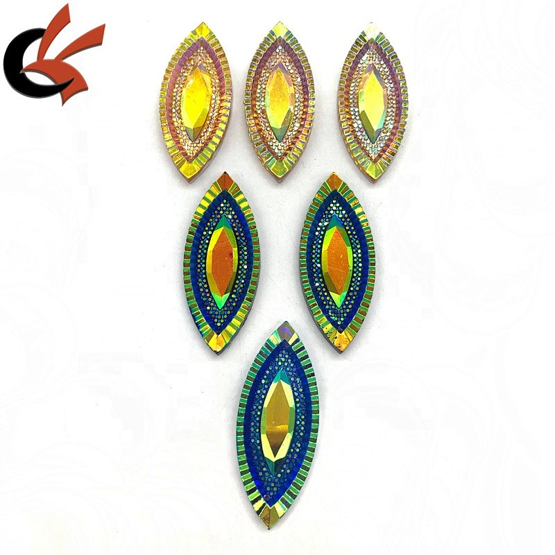 Hot sale 20x50mm horse eye shape large size color AB gems for carnival dress