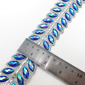 Hot fix Crystal Rhinestone Chain Bridal Crystals Applique Trim Strass Band Resin Crystal Mesh trim