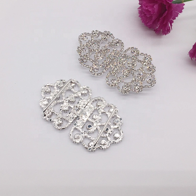 wholesale two parts chair sash rhinestone ribbon buckle for wedding invitation