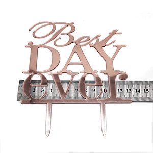 Wholesale Rose Gold Best Day Ever Weeding Cake Topper